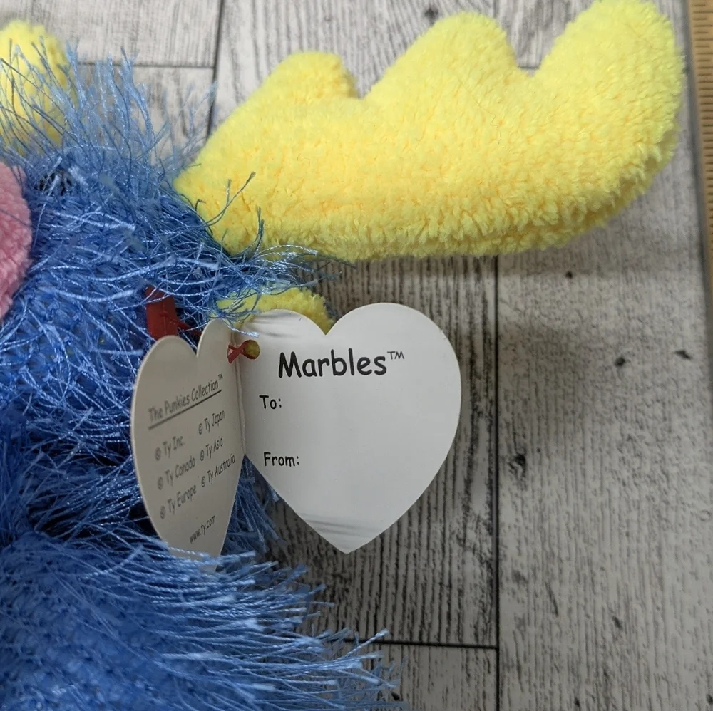 Ty marbles Blue and Yellow Plush Moose